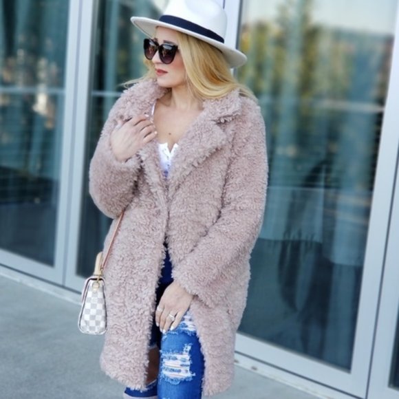 MODA ME COUTURE Jackets & Blazers - MADELINE Fur Coat -Dusty Blush LAST 2!!